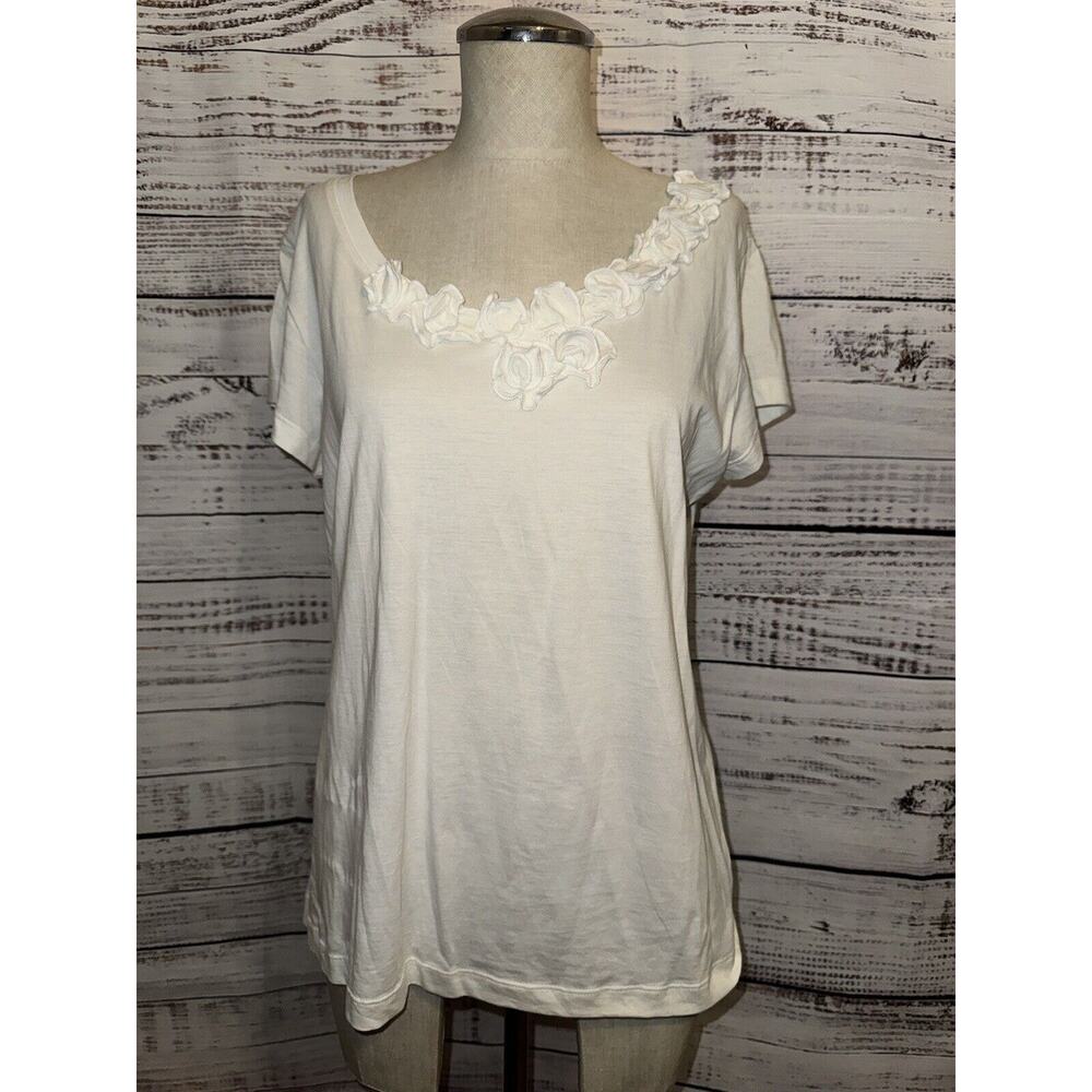 Nomadic Traders 100% Pima Cotton White V Neck Tee M Peru